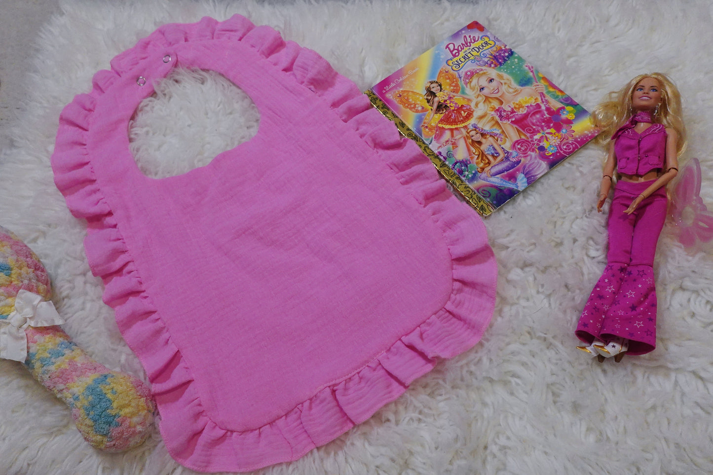 Barbie Pink| Seersucker Cotton Bib