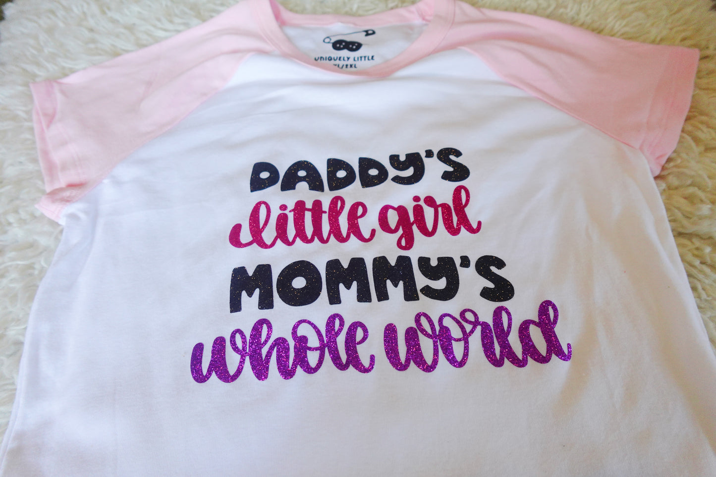 ( XL/XXL )Mommy & Daddy’s Little Girl | Glitter Crop Tee