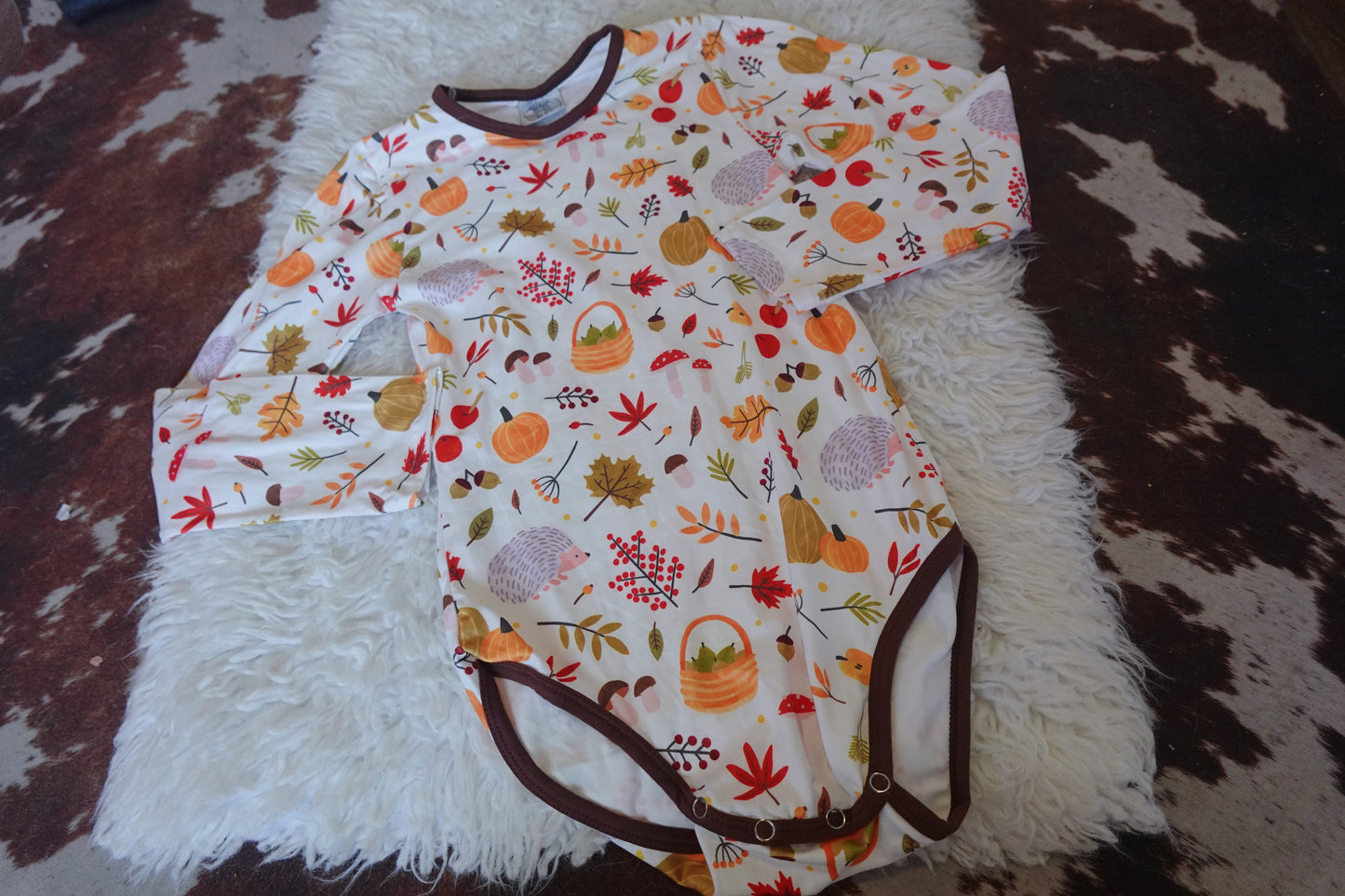 XXS Baby Autumn Long Sleeve Bodysuit | Brown