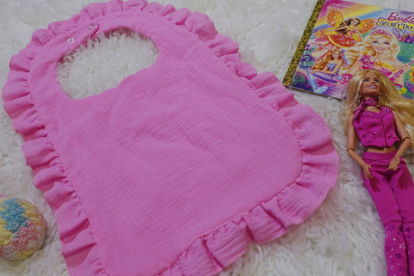 Barbie Pink| Seersucker Cotton Bib