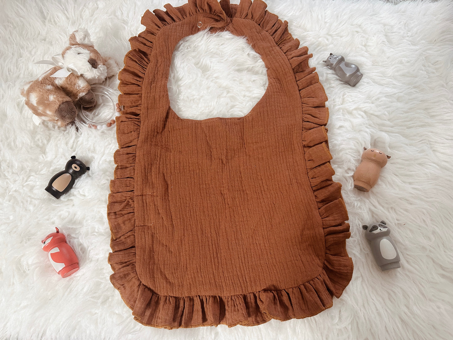 Cozy Brown | Seersucker Cotton Bib